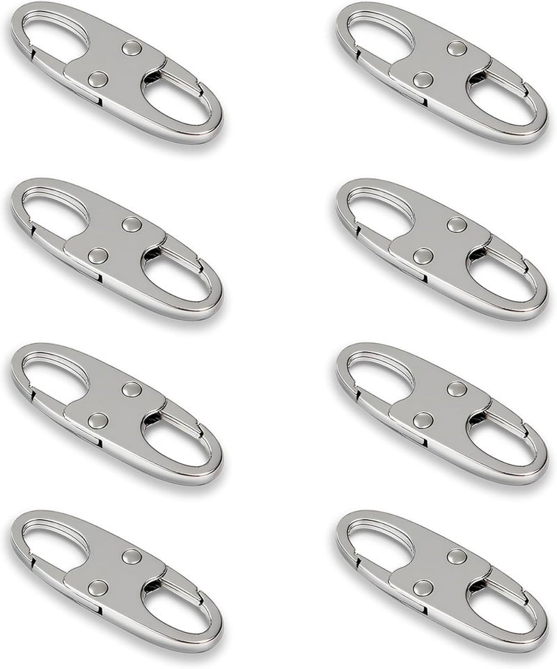 zelin Anti Theft Zipper Clips Double Opening Small Carabiner Clips, 8Pcs Elegant Zinc Alloy Zipper Pull Replacement for Travel, Commuting and Camping (Frost Silver) - Image 1